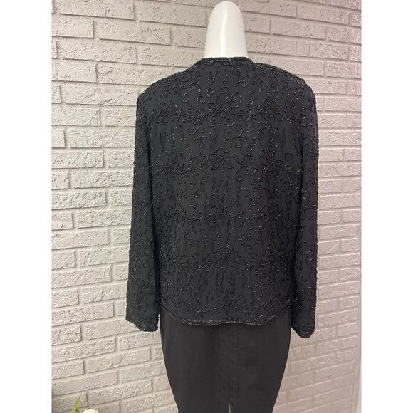 Jessica Black Beaded Long Sleeve Blazer Size M - Picture 6 of 8